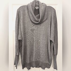 Joseph A. Cowl Neck oversized shimmer metallic long sleeve Sweater pullover XL